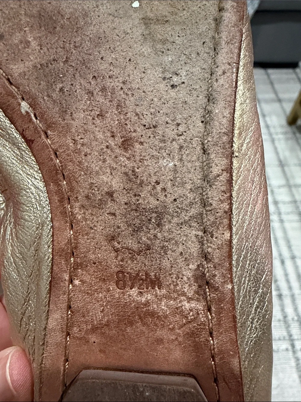 Tory Burch Gold Metallic Ballet Flats with Embellished Toe